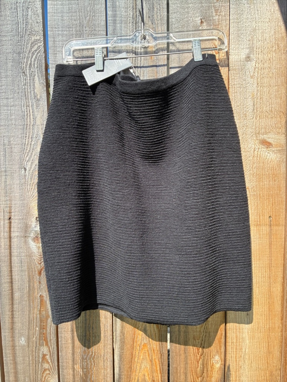 Eileen Fisher Black Ribbed A-Line Skirt